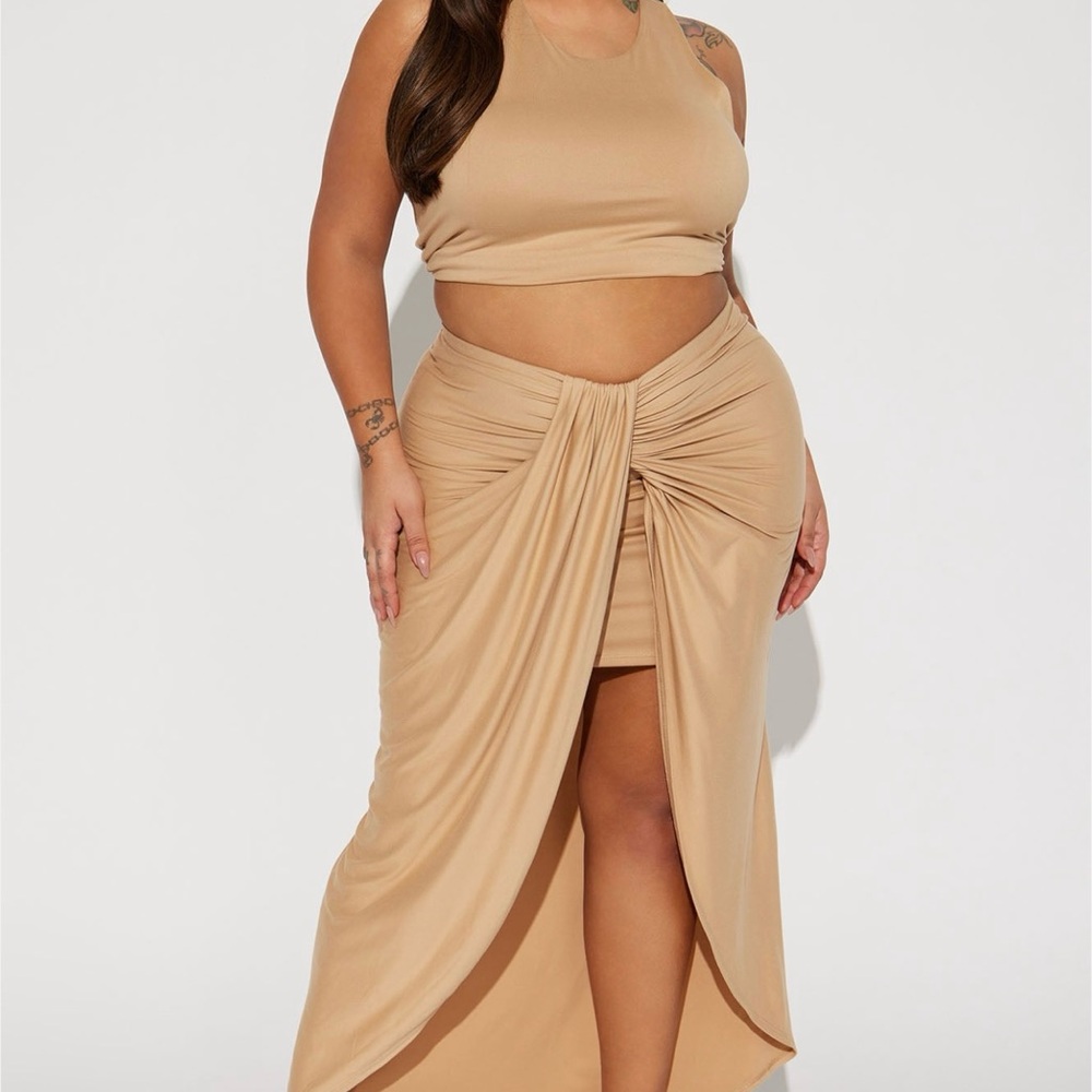Fashion Nova Tan Skirt Set